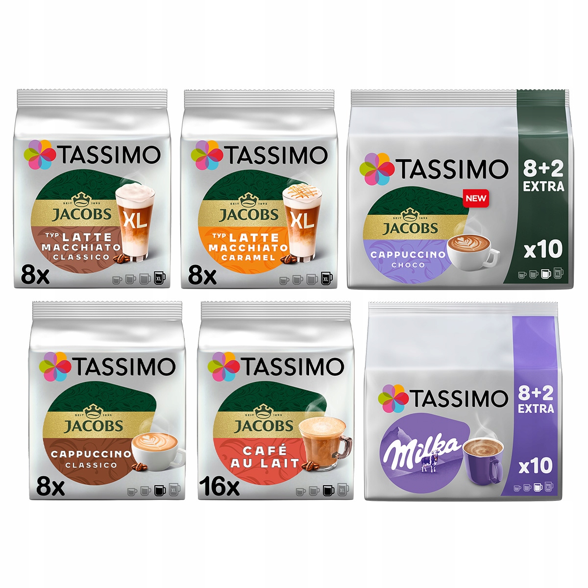 Kapsułki Tassimo Jacobs kawy mleczne, 5+1 opakowanie Gratis!