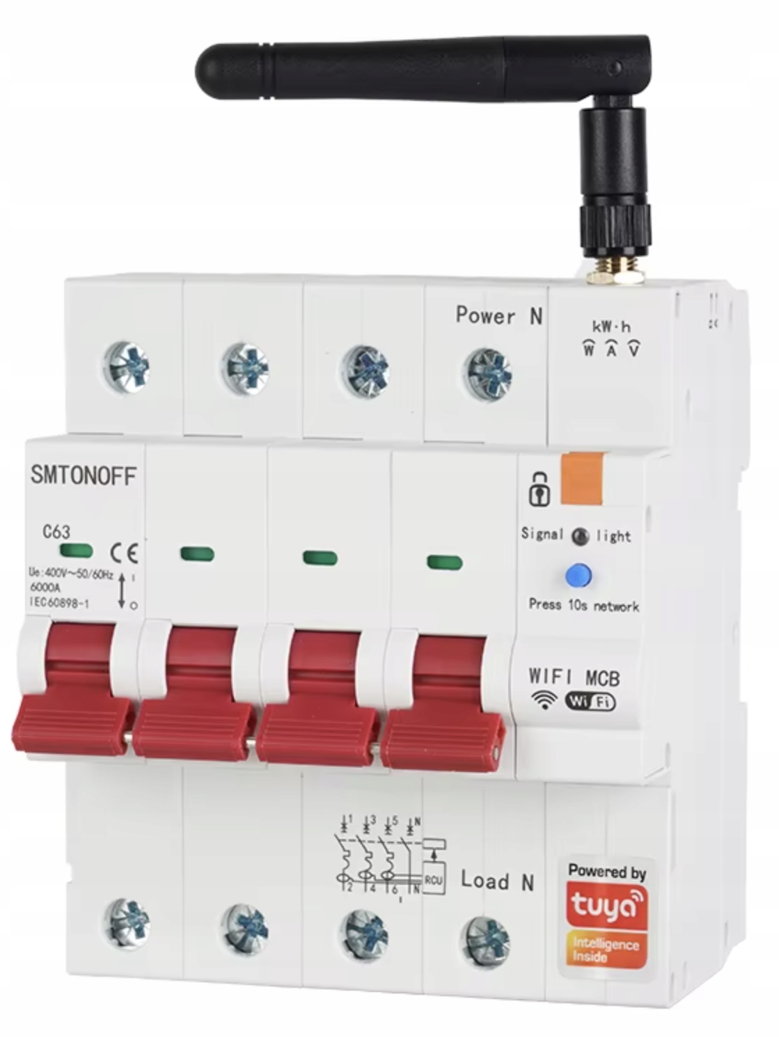 Poistka 3 fázy 63A WiFi Tuya Meranie energie