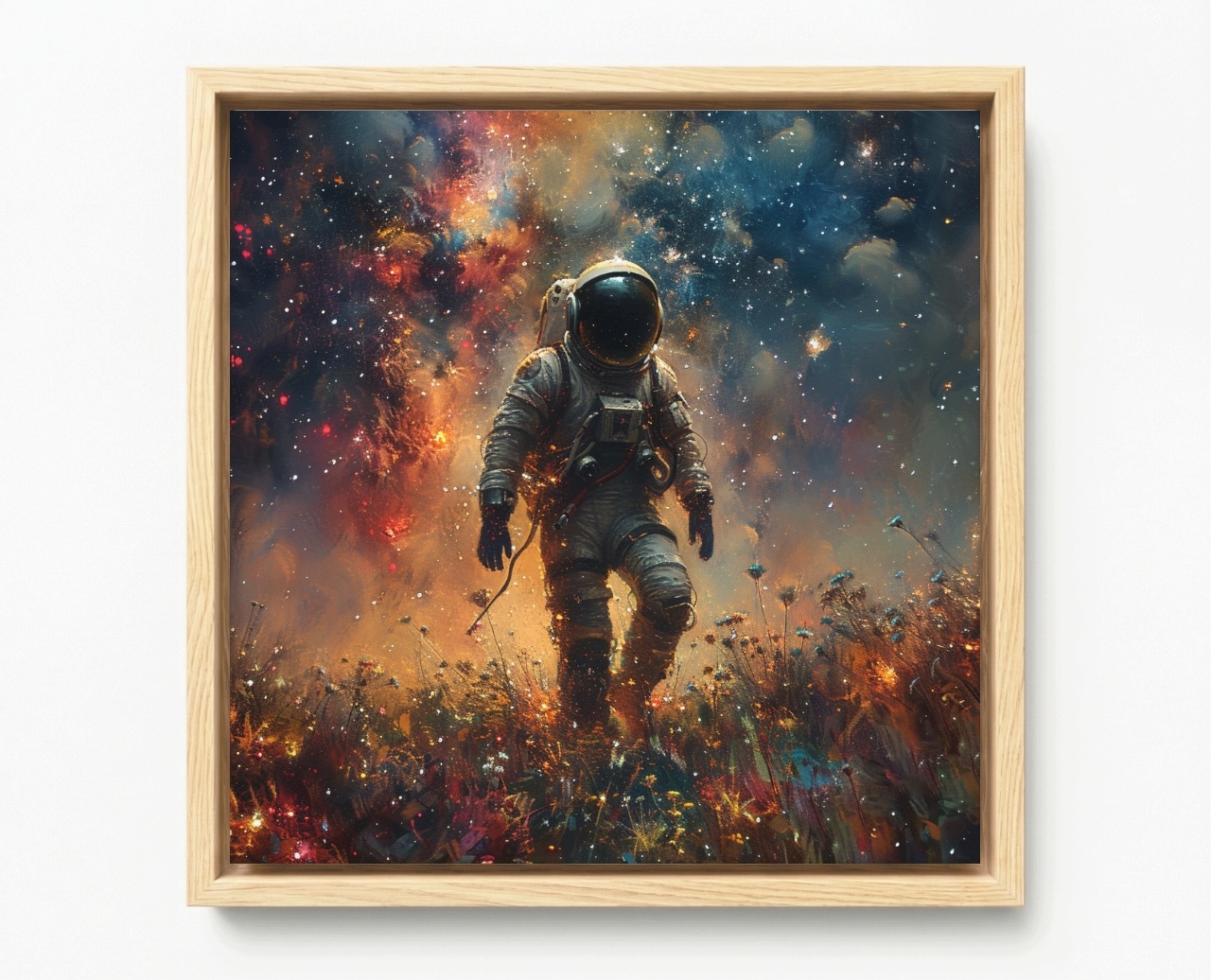 Obraz Rám Americký Box Sci Fi Kosmos Hvězdy Nebe Louka Astronauta 50x50