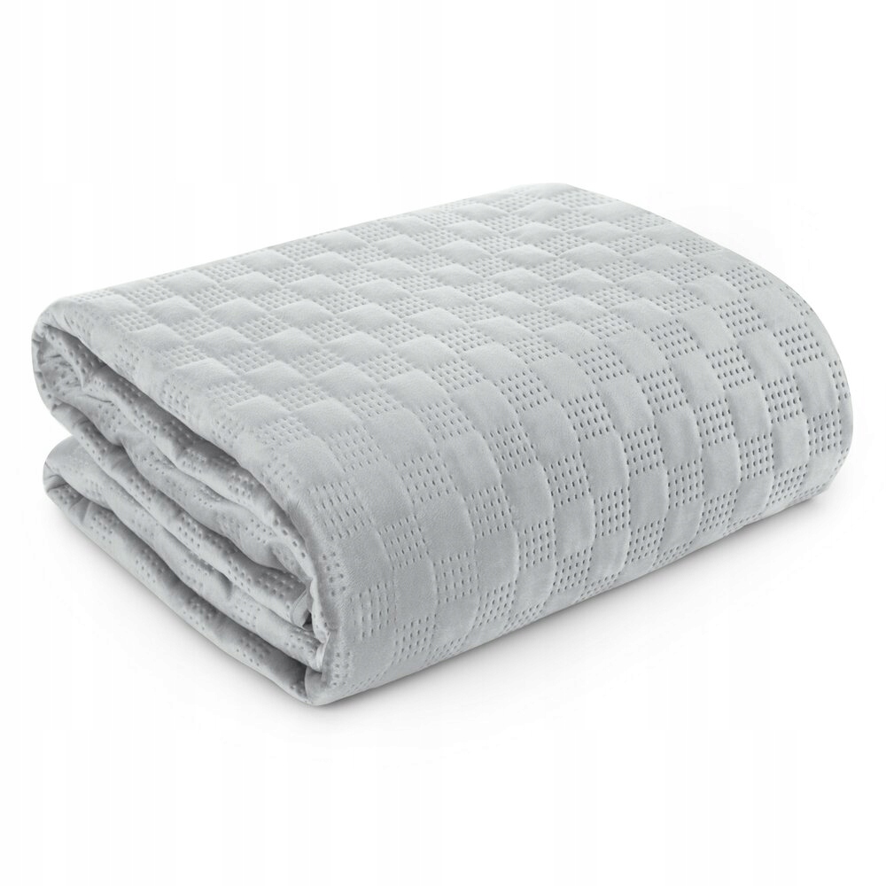 Dekorativní přehoz SOFIA4 170x210 stříbrný samet, prošívaný, geometrický vzor