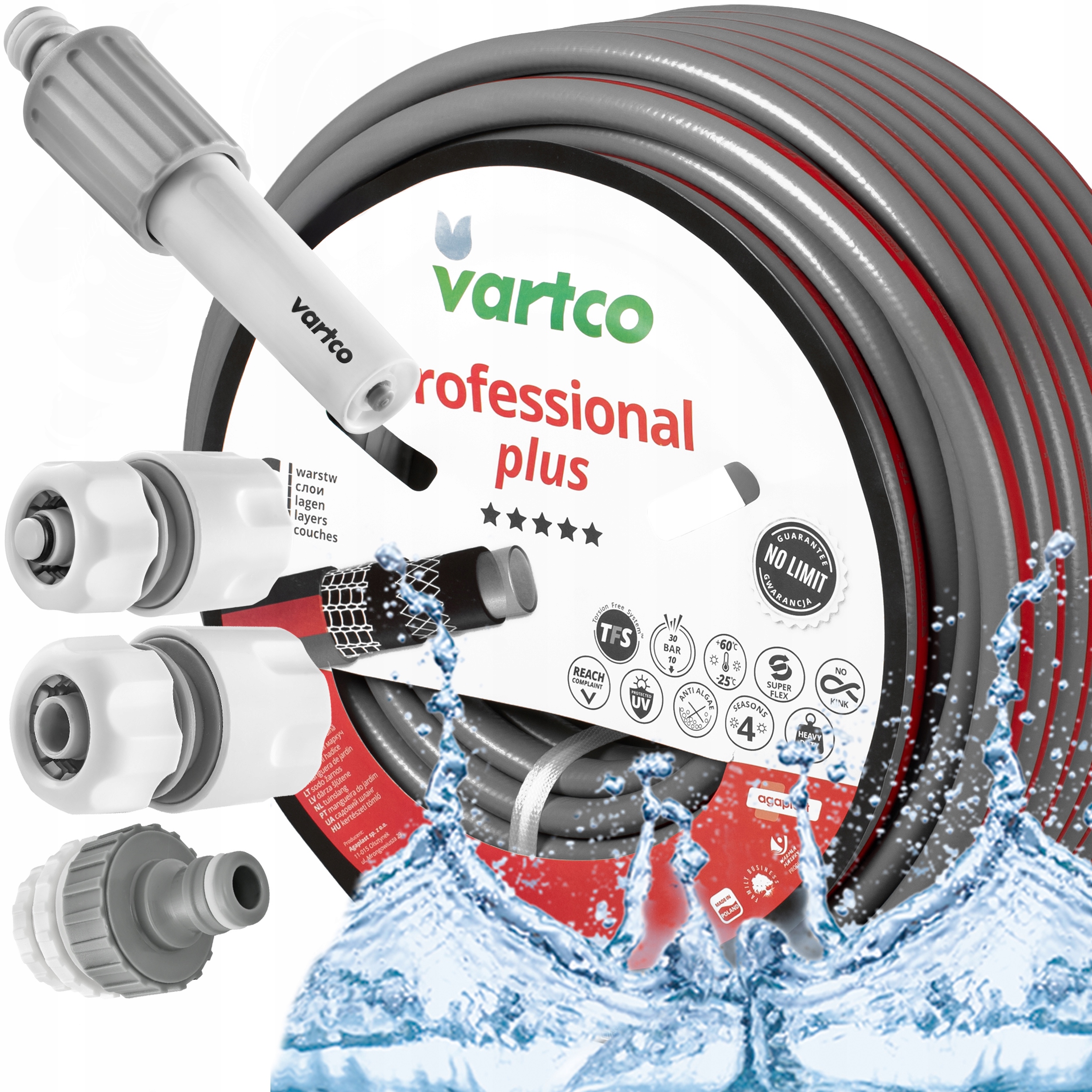 Zahradní Hadice 3x Spojky Zavlažovač 50 m 3/4 6 Wartswový Nekroutící Premium