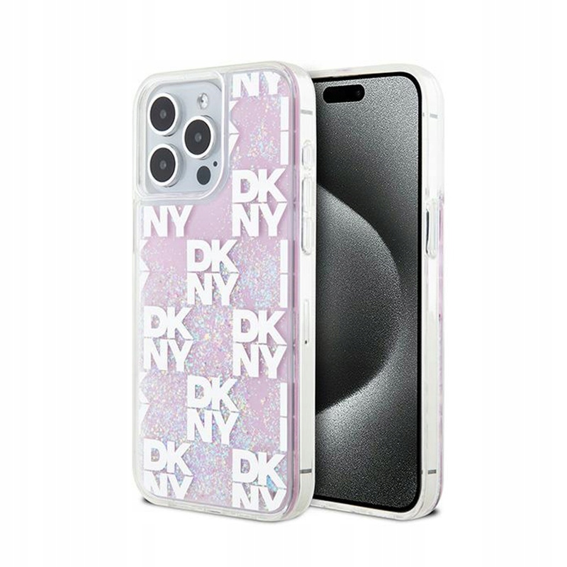 Dkny Liquid Glitter Multilogo Pouzdro pro iPhone 15 Pro Max (růžové)