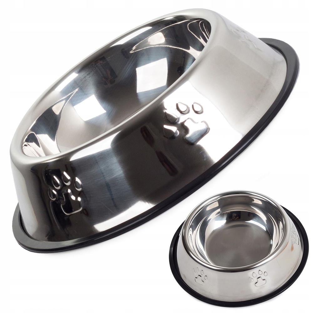 

Miska Metalowa Dla Psa Kota Srebrna Na Gumie 500ml