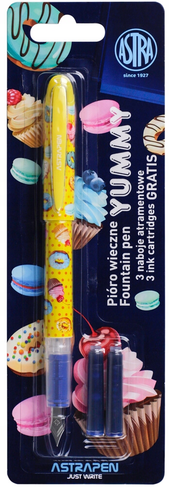 

Pióro wieczne Yummy Astra żółte donuts naboje