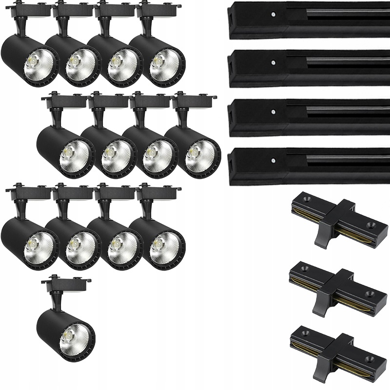 13 X Kolejnicový Reflektor Led Svítidlo Hotový Systém Osvětlení Kolejnicový Kabel