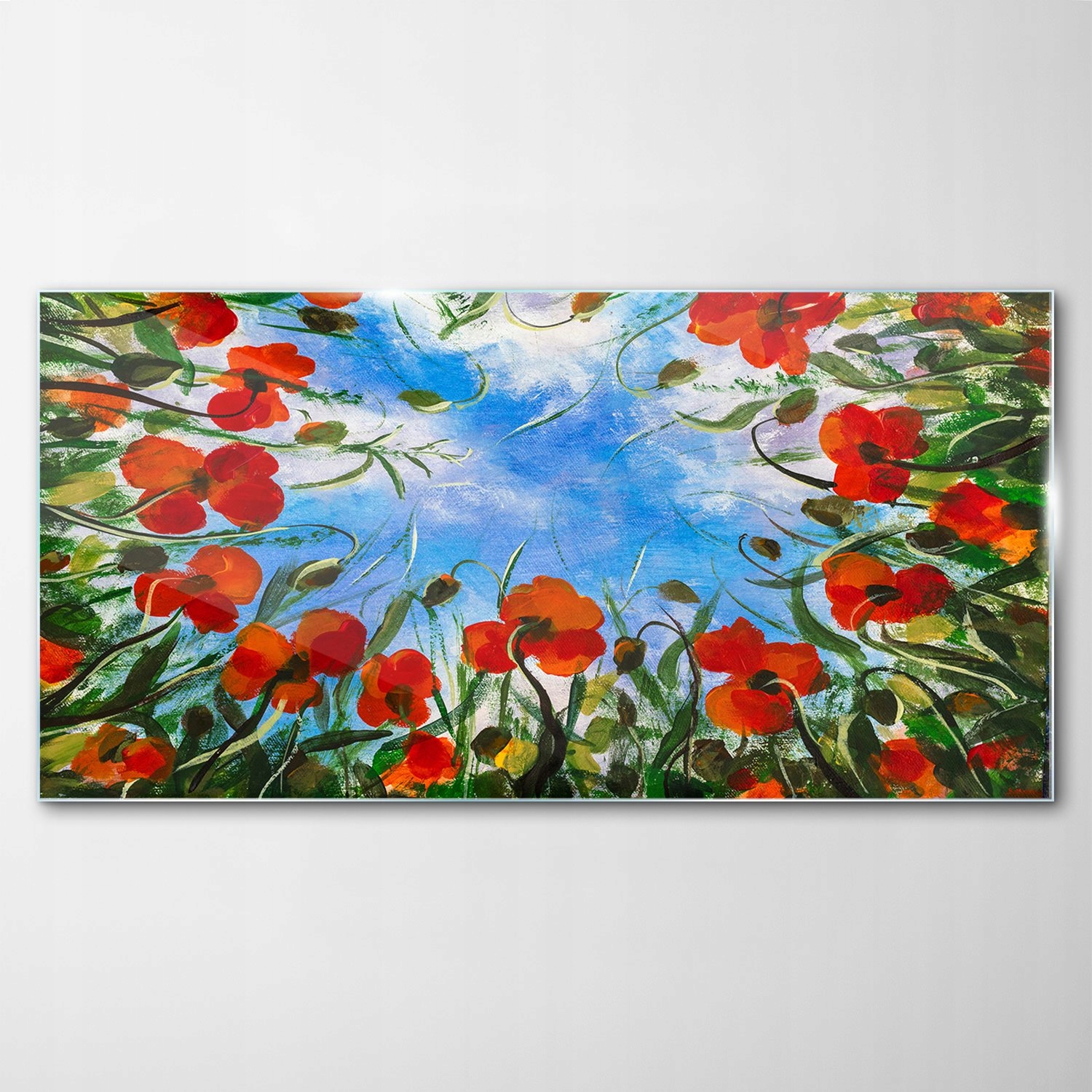 

Obraz Szklany Dekor Krajobraz Maki Łąka 140x70