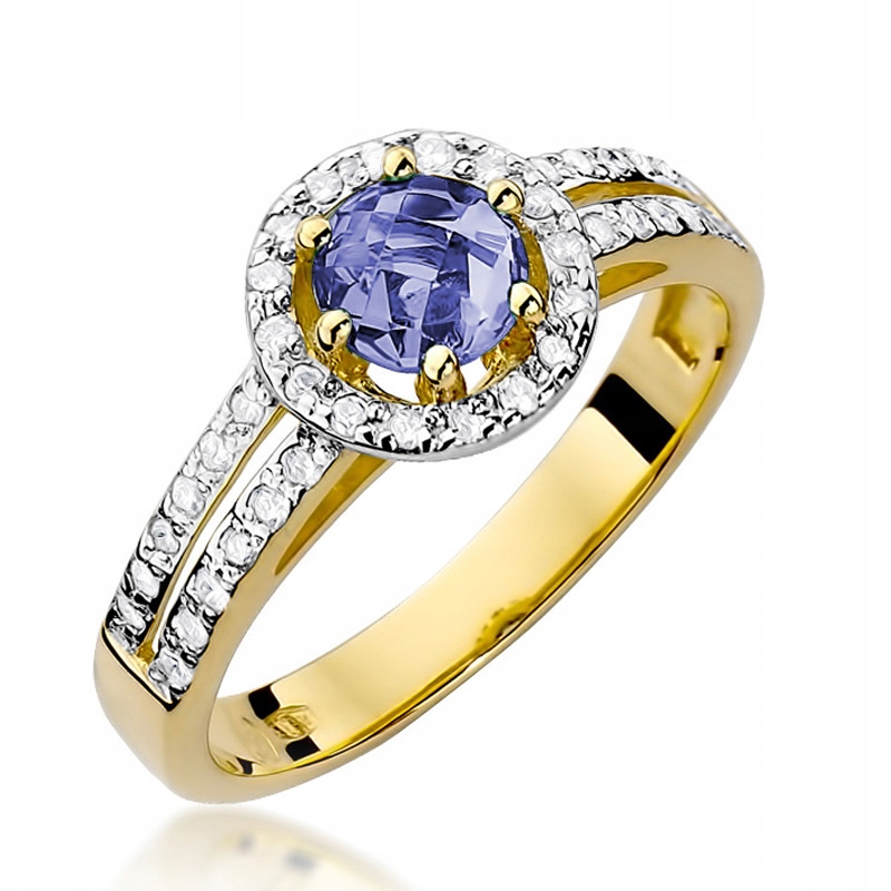 

Pierścionek Złoty Z Tanzanitem I Brylantami