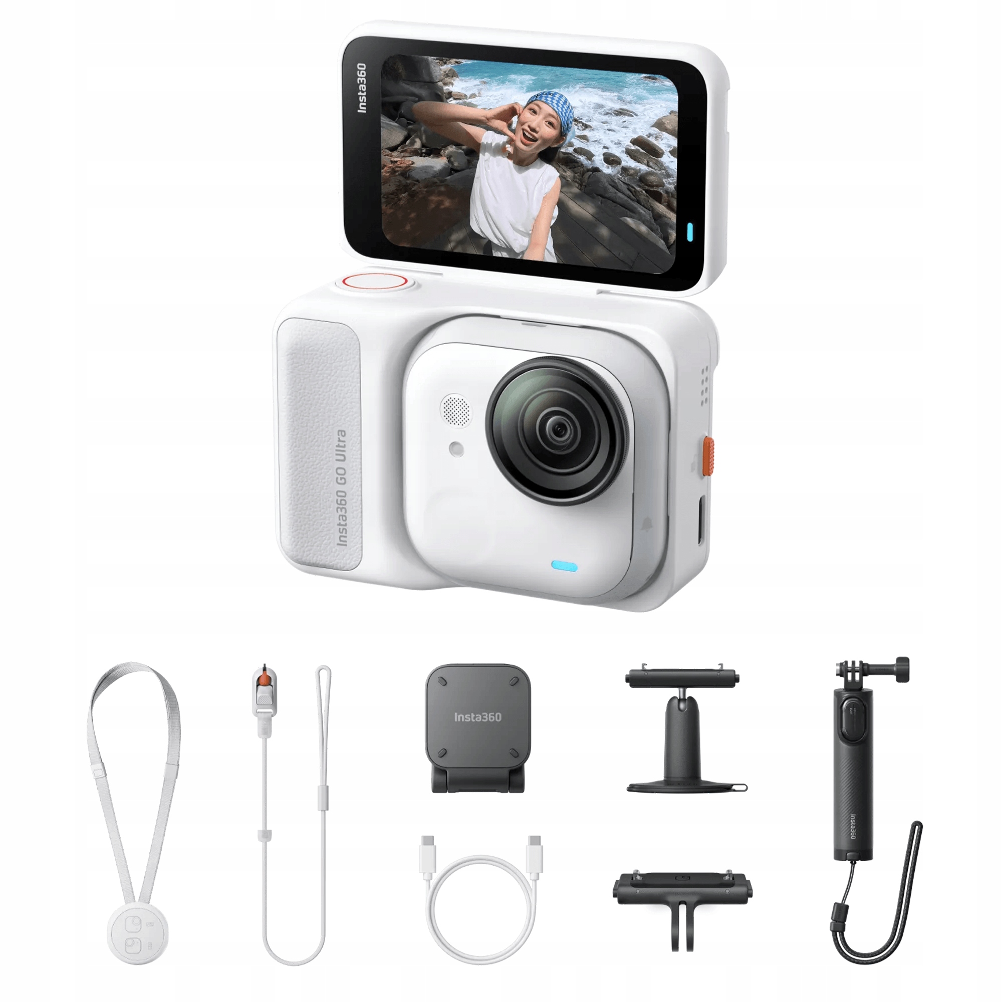 Sportovní kamera Insta360 Go Ultra Creator Kit, 4K 60FPS Uhd videa, bílá