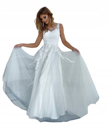 Lidia Dlouhá Bílá Tylová Šaty S Gipiurou Princezna XL