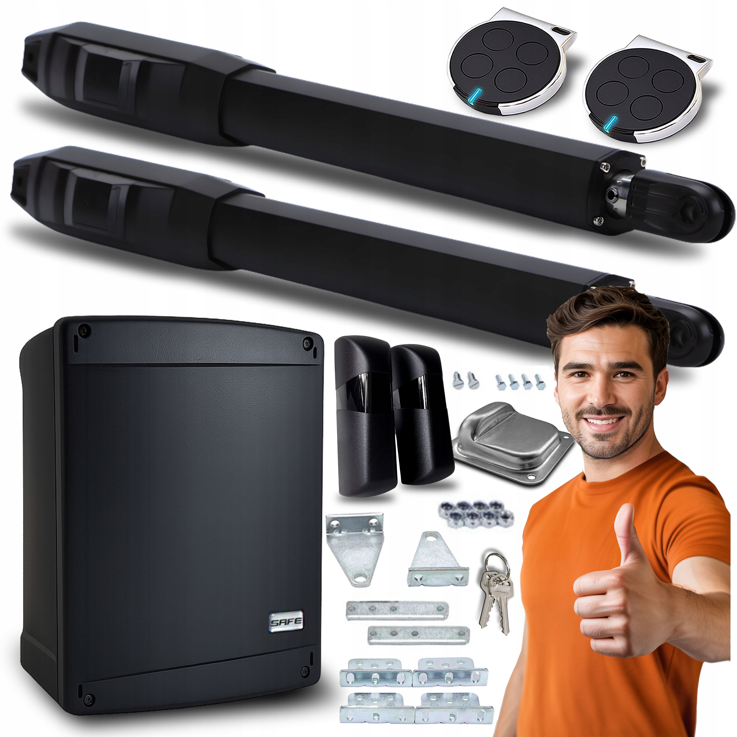 Sada Pohonu Pro Dvoukřídlou Bránu 8 m 2 Ovladače Automat 200 Kg pohony