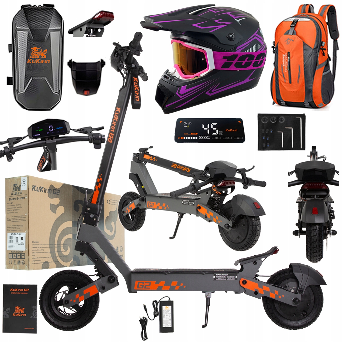 Kukirin G2 2026 Nové skládací elektrické vozidlo 1200W 45KM/H 15Ah 48V 10"