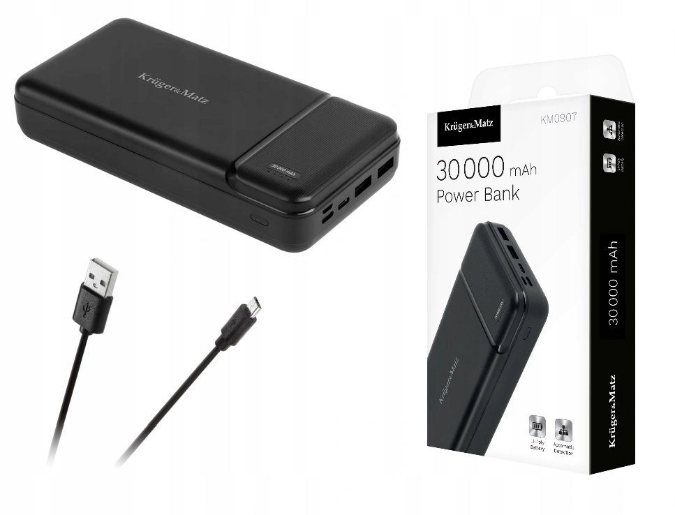 Powerbanka 30000 mAh Kruger&Matz Usb-c 2xUSB 5V