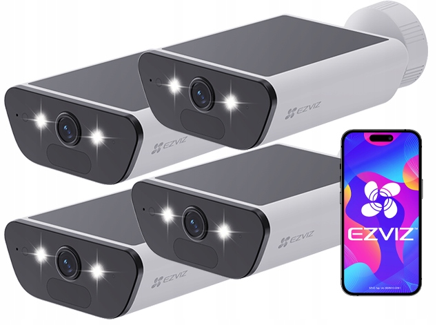 Štyri WiFi kamery Ezviz CB5 4K s vstavaným solárnym panelom, bezdrôtové
