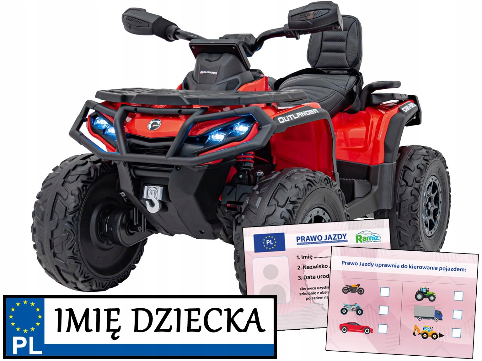 quad na akumulator Can Am Outlander Atv pilot Tablica Imienna