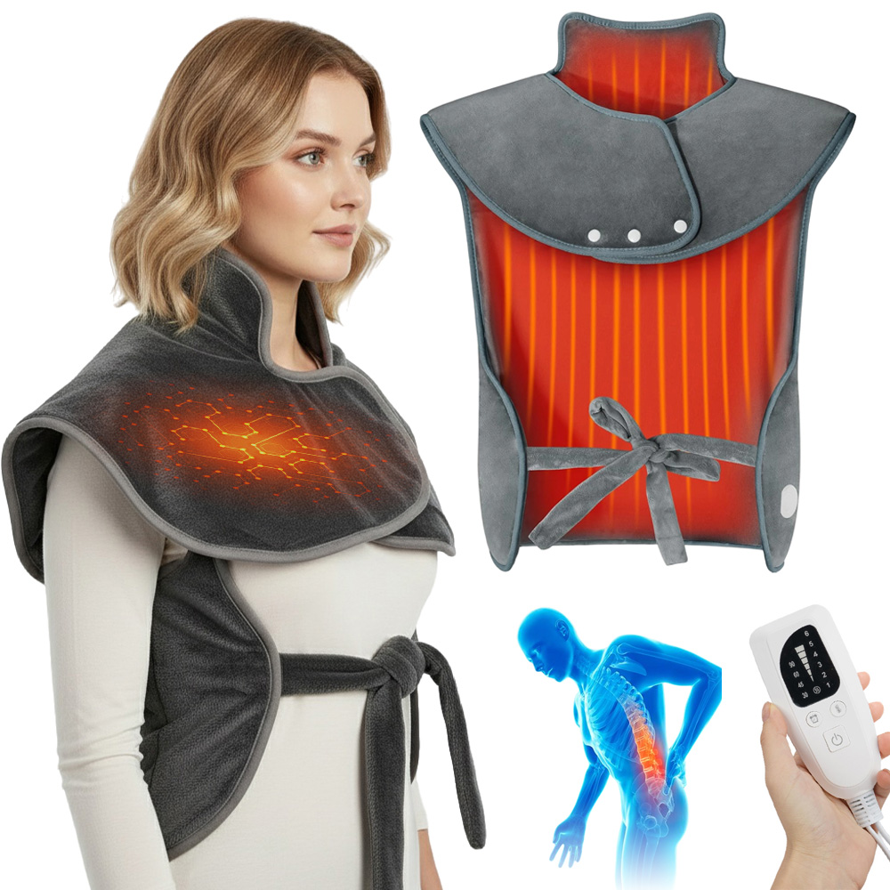 Poduszka Grzewcza Elektryczna Miękkiego Plusz 61X94CM 6 Temperatur Timer