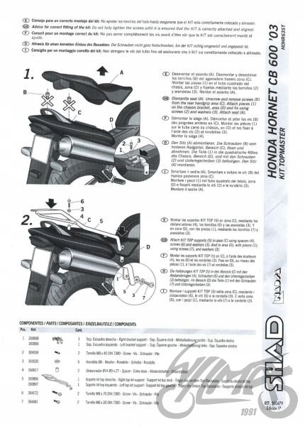 STELAŻ KUFRA TYŁ SHAD DO HONDA HORNET Producent inny
