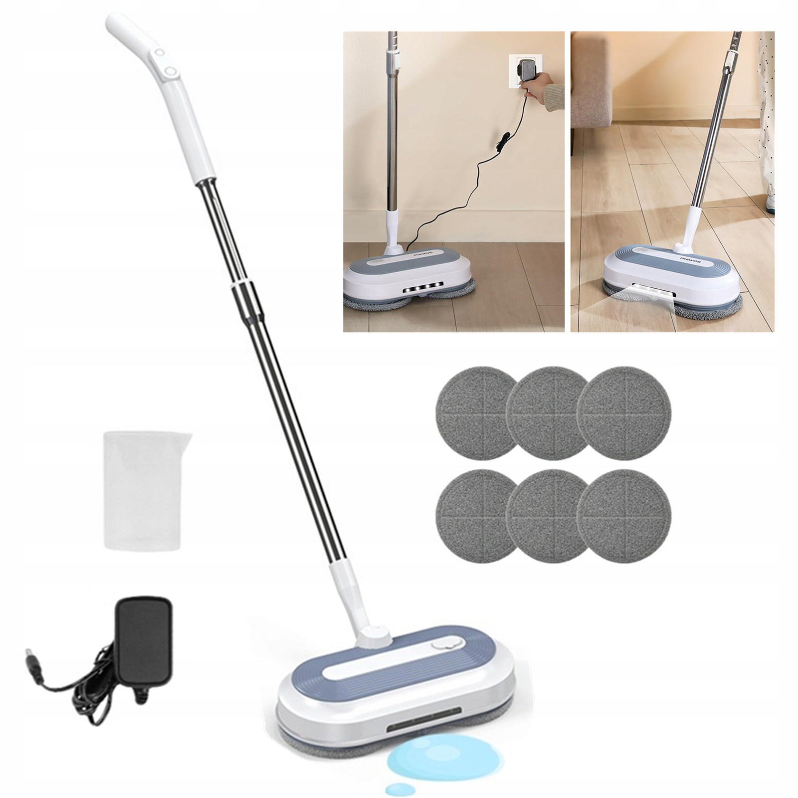 Mop Elektryczny Bezprzewodowy , Obrotowe, Led, 290ML, Regulowane Ramie