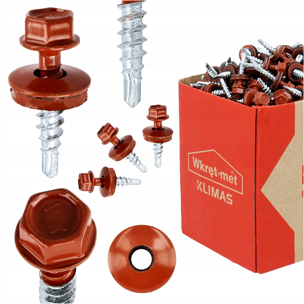 Śruby Blachodachówki Podkładką Kolorowe Metalowe