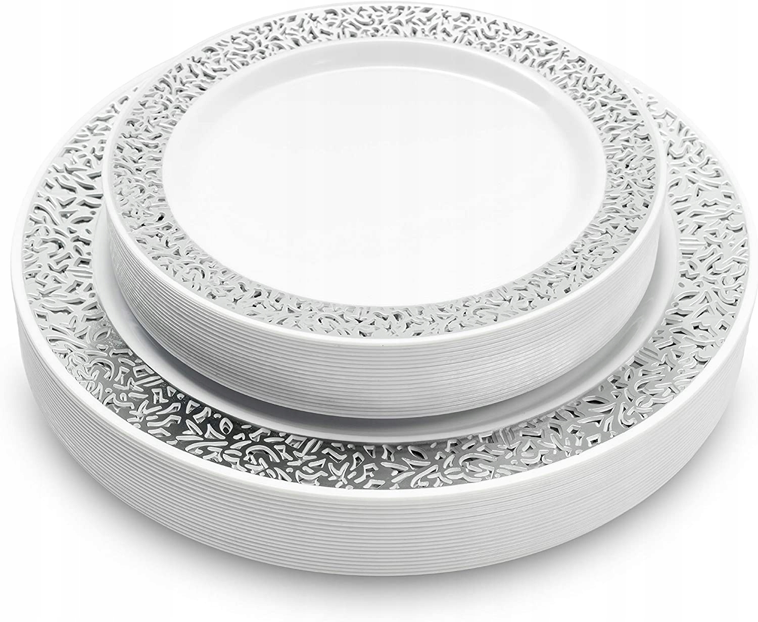 

Zestaw Plastikowych talerzy srebrne Premium 10