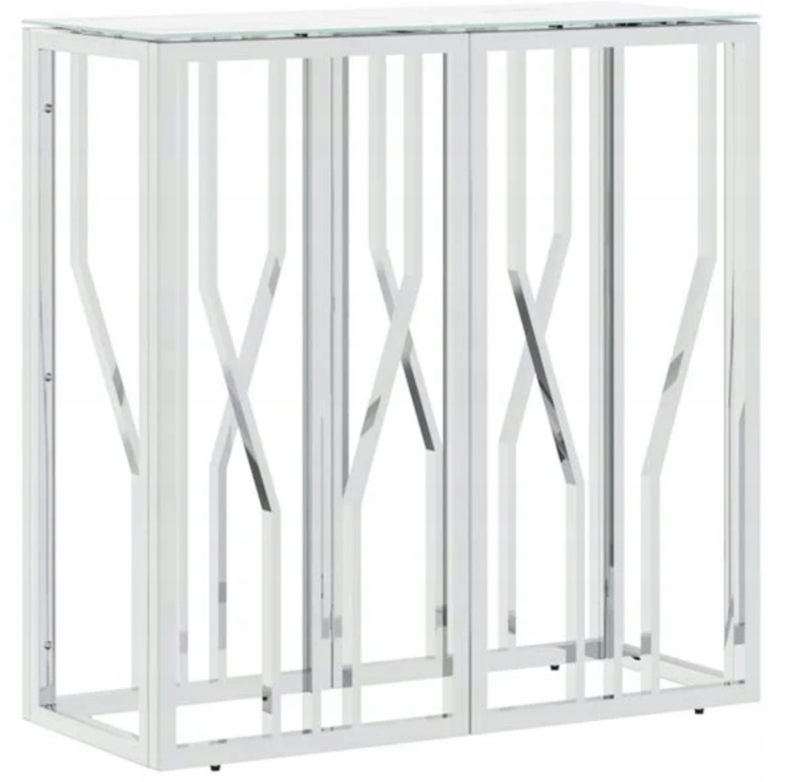 Tolik Konzola 70x30x70 CM Stříbrné Sklo Mramor Předsíň Obývací Pokoj