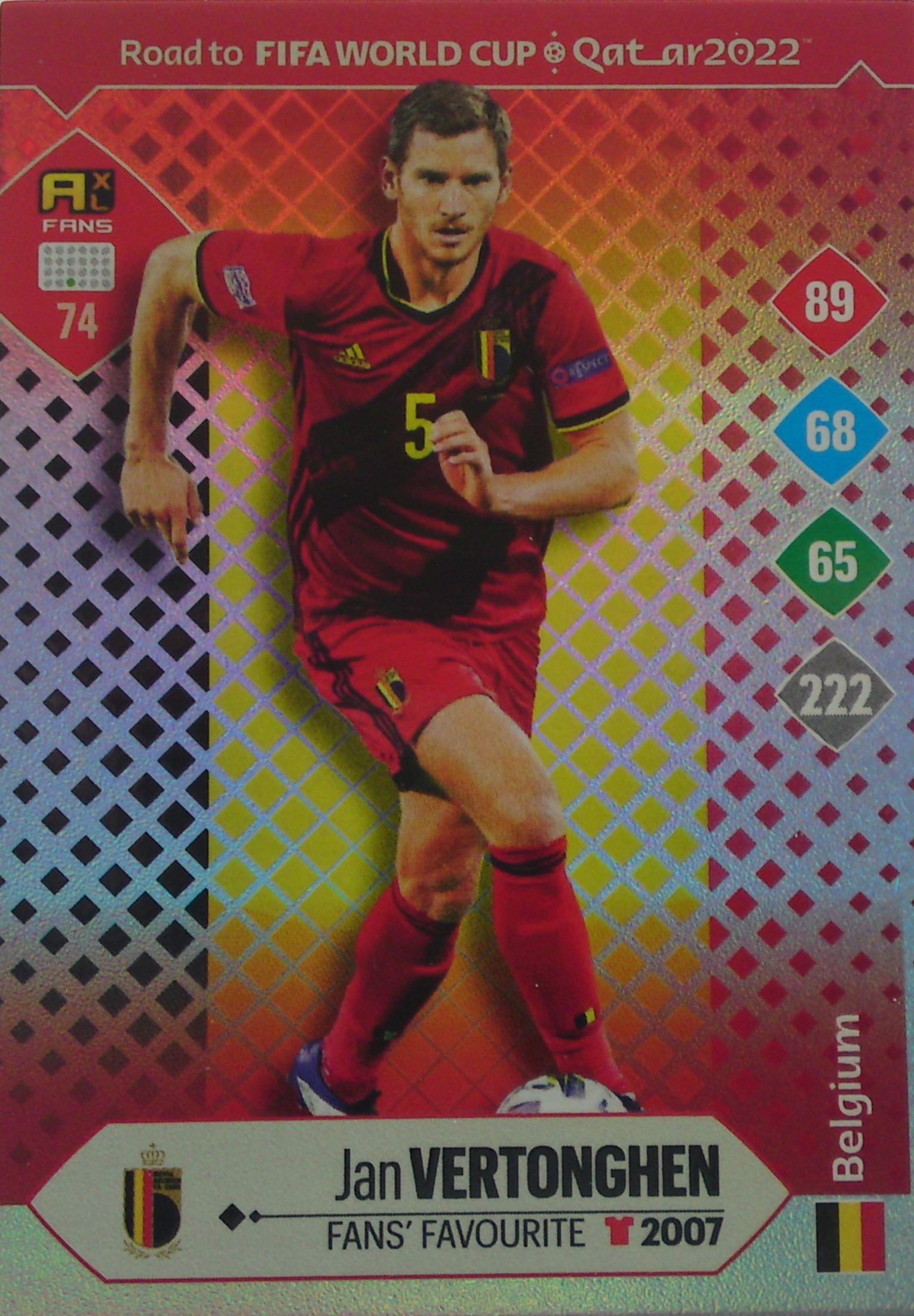 Panini Road Fifa World Qatar 2022 Fans' Favourite Jan Vertonghen 74