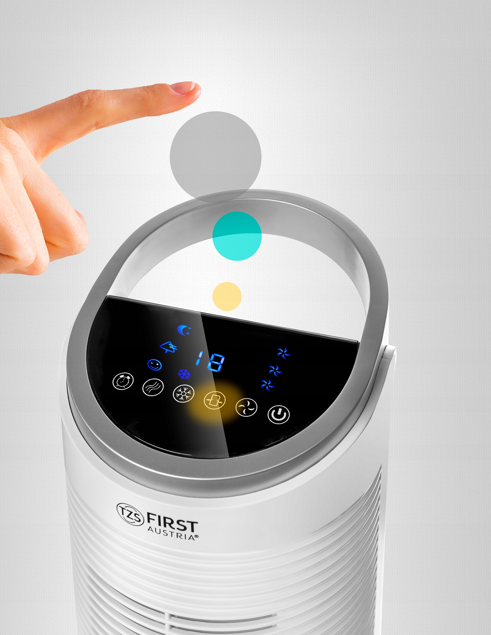 WENTYLATOR WIATRAK KOLUMNOWY CHŁODZENIE WODĄ + 2 WKŁADY NA WODĘ Kolor dominujący biały