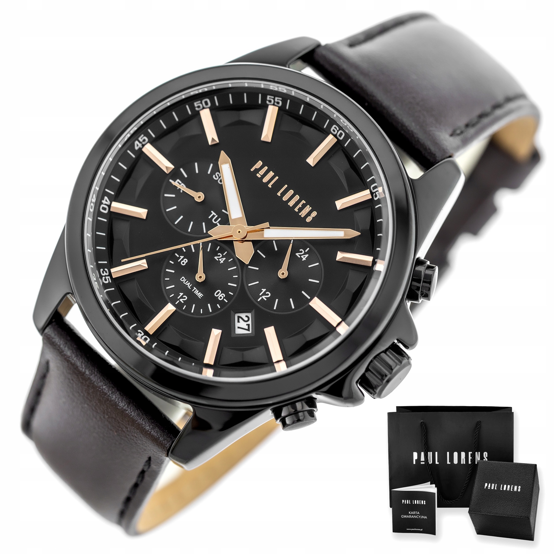 Pánské Hodinky Paul Lorens PL20010A-1B3-2 (zg379g) Box Gravírování