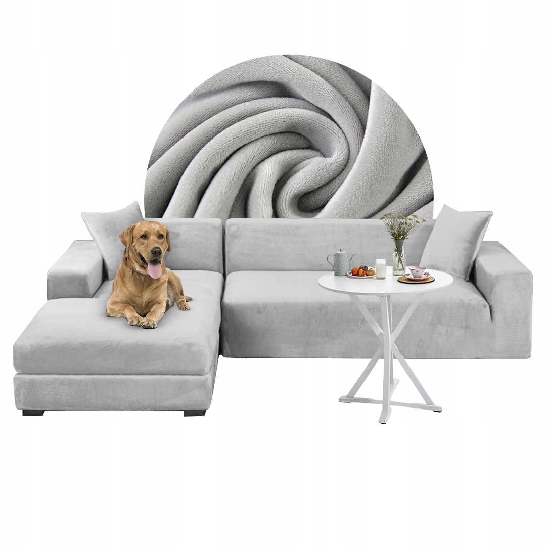 Sada potahů na roh L 3+3 os. Tlustý Velur Světle šedý