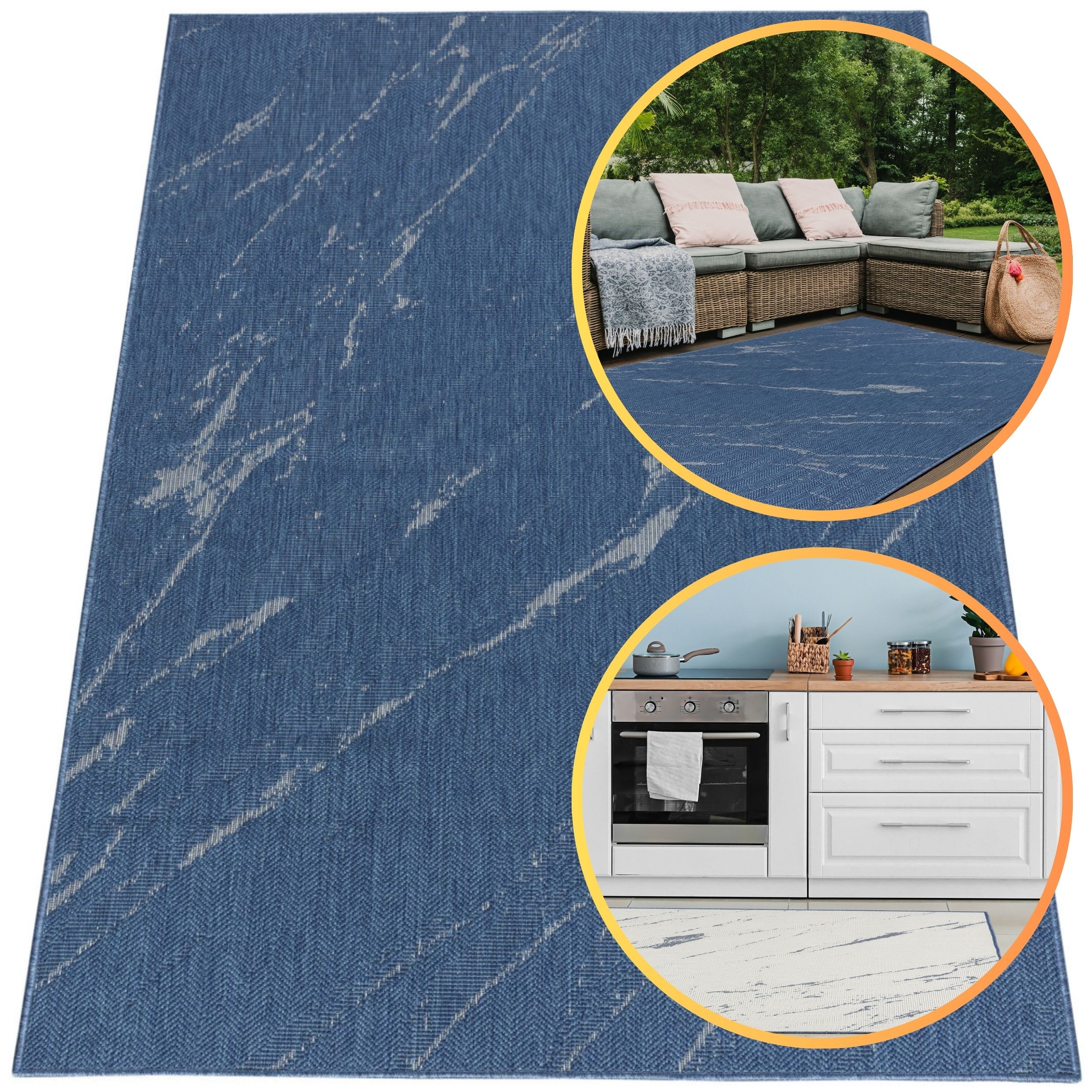 Koberec Koberec 140x200 Lana Modrý Šňůrový Koberec Tkaný