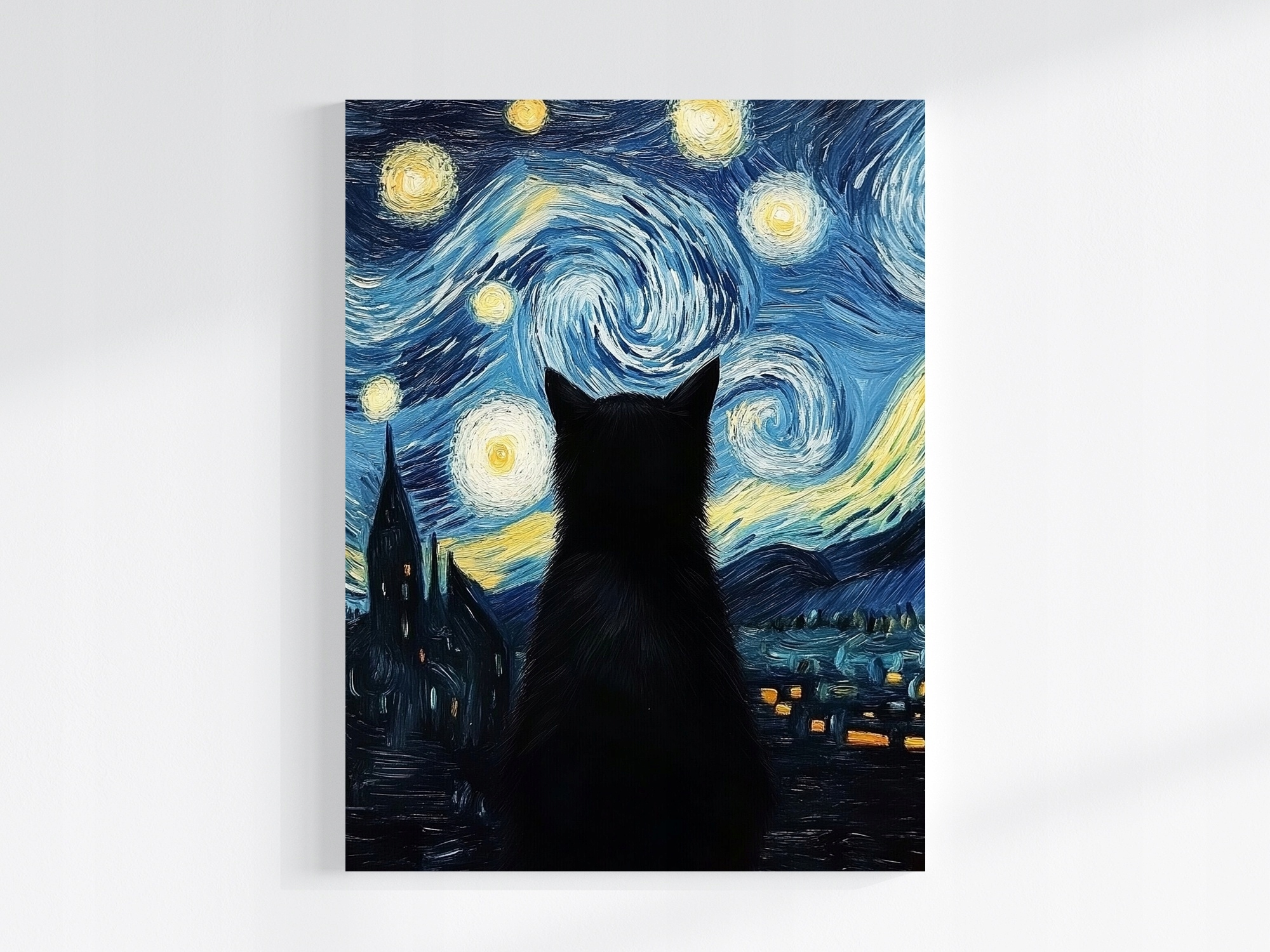 Plátno Obraz Na Plátně Hvězdná Noc Černá Kočka 60x80