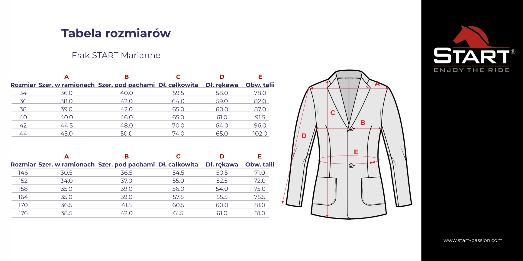 Frak startowy START Marianne damski Kod producenta 10920051
