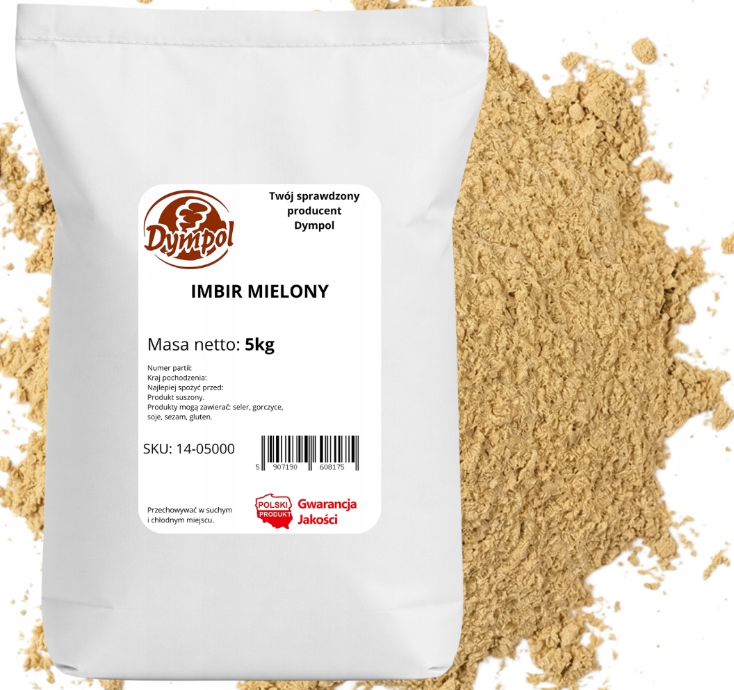 Imbir Mielony Naturalny Bez Dodatków Aromatycznych Jakość Dympol 5 Kg