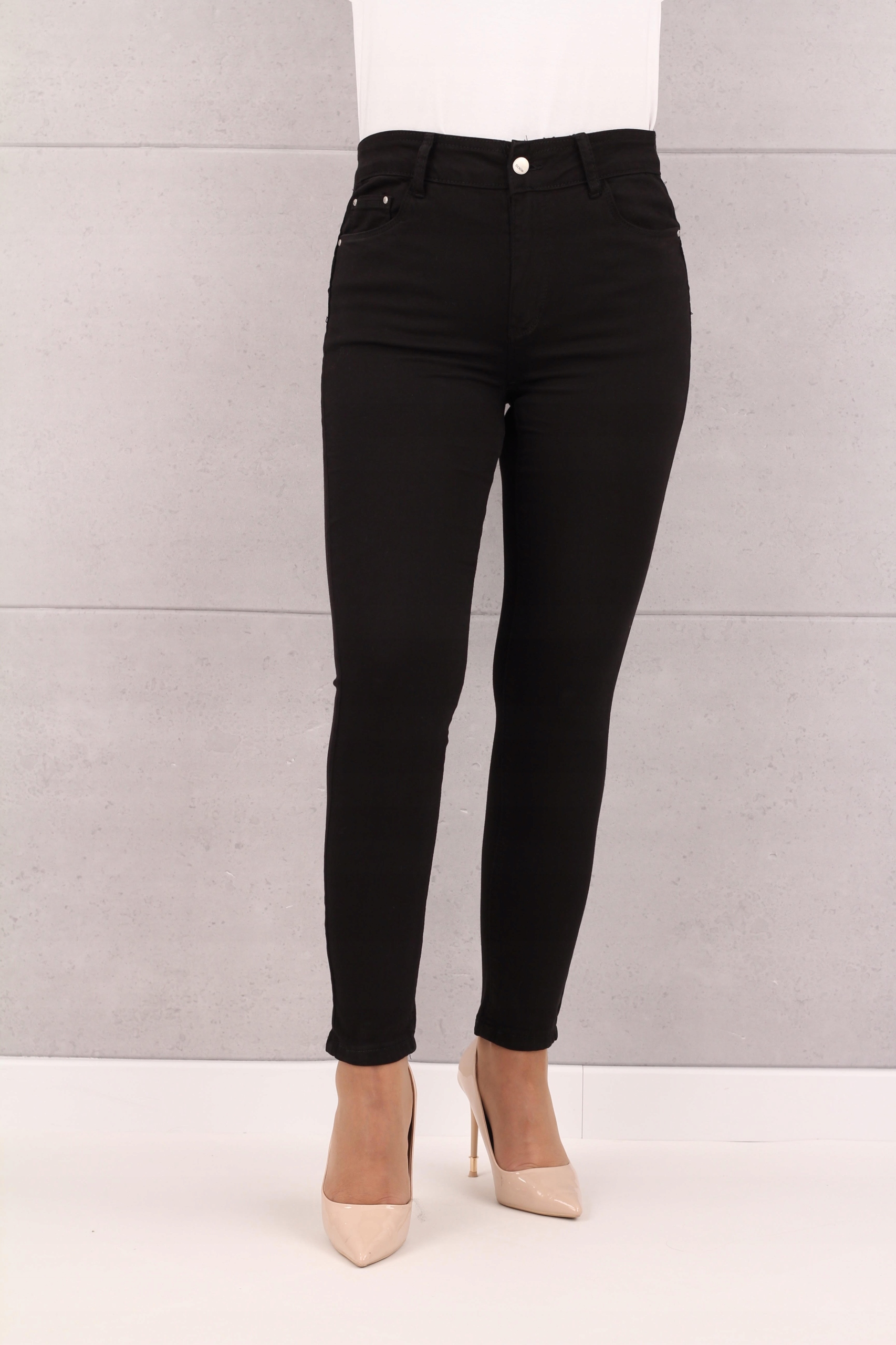 SPODNIE JEANSOWE DAMSKIE Z PASKIEM GRATIS WYSOKI STAN DUŻE ROZMIARY Marka FEMIMODA