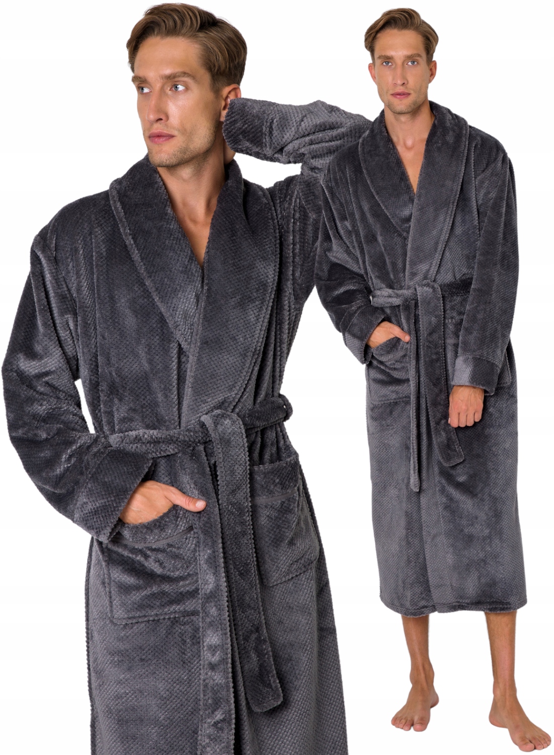Teplý měkký pánský župan Kevin M šedý