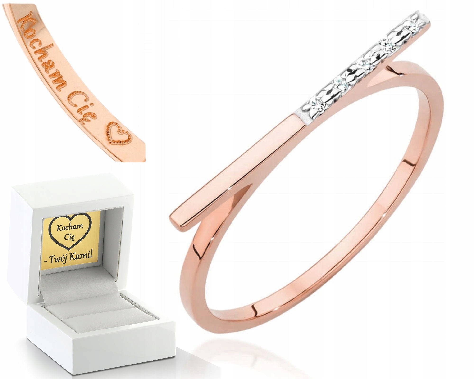 Růžové Zlato Prstýnek S Brilianty Gravírování 585 Dárek