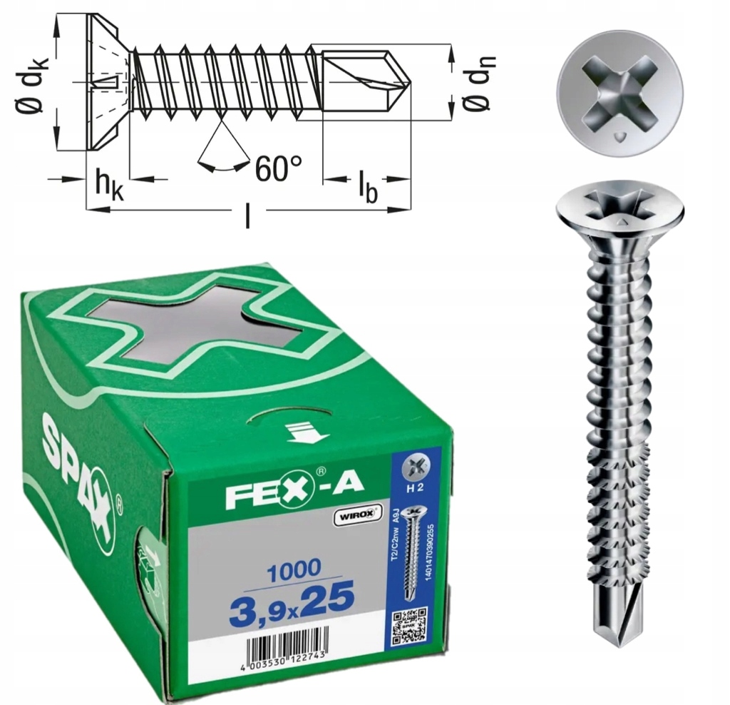 Šroub do oken Fex-a Wirox Spax 3,9 x 25 mm 1000 ks