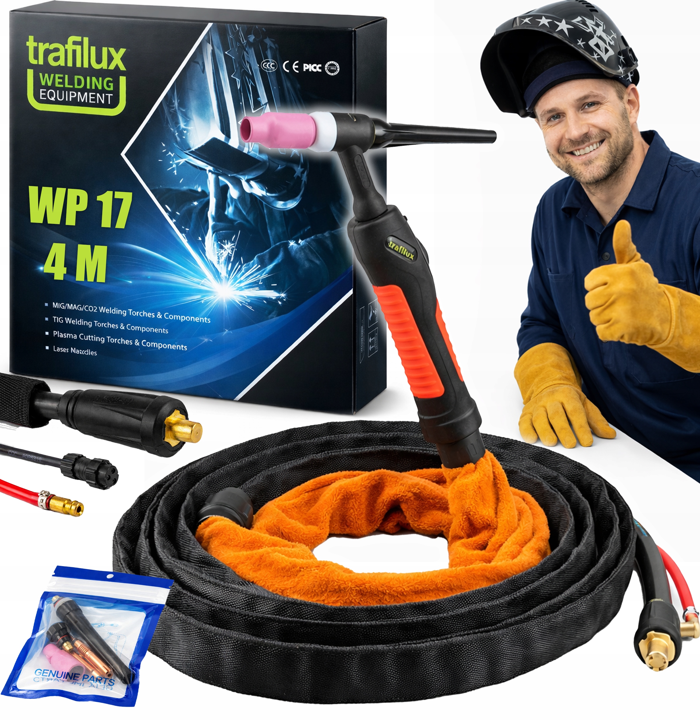 Uchwyt Tig Ac/dc DC Tig Lift SR17V WP17 4M Trafilux Skórzany Do Spawania