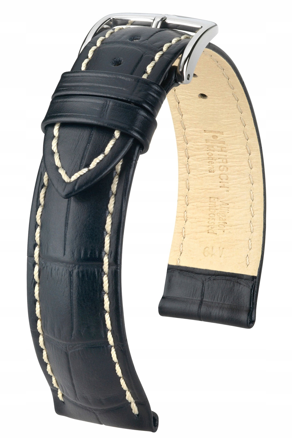 Černý Kožený Řemínek Na Hodinky Hirsch Modena L 24 mm 10302850-2-24