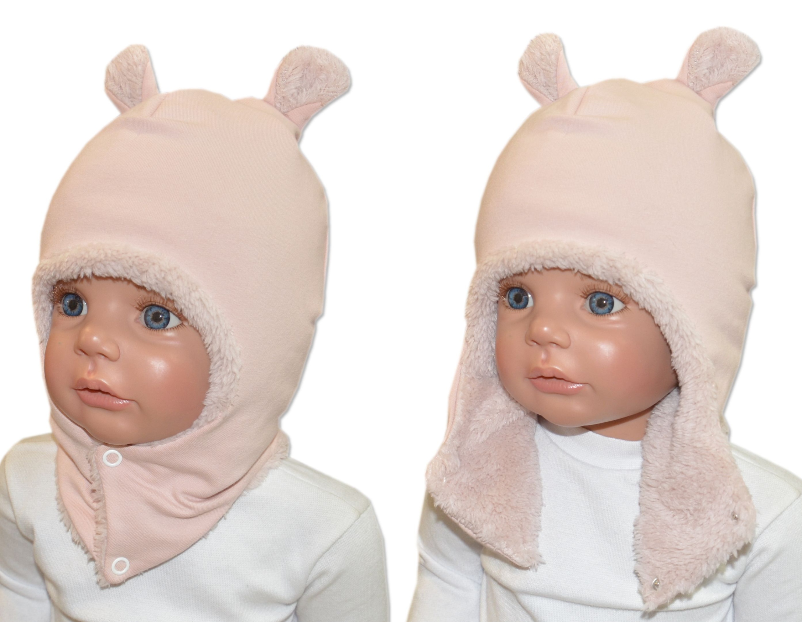 

Zimowa czapka kominiarka 44-46cm pudrowy róż gład