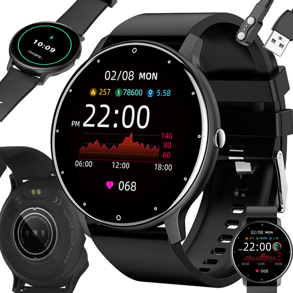 Okosóra Női Karóra Férfi bluetooth Beszélgetés Gumi Szíj Sport Fekete