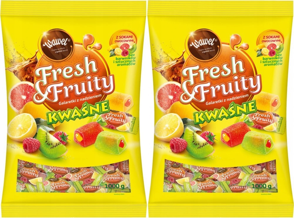 Galaretki Fresh Fruity Kwaśne z nadzieniem Wawel 1 kg x2
