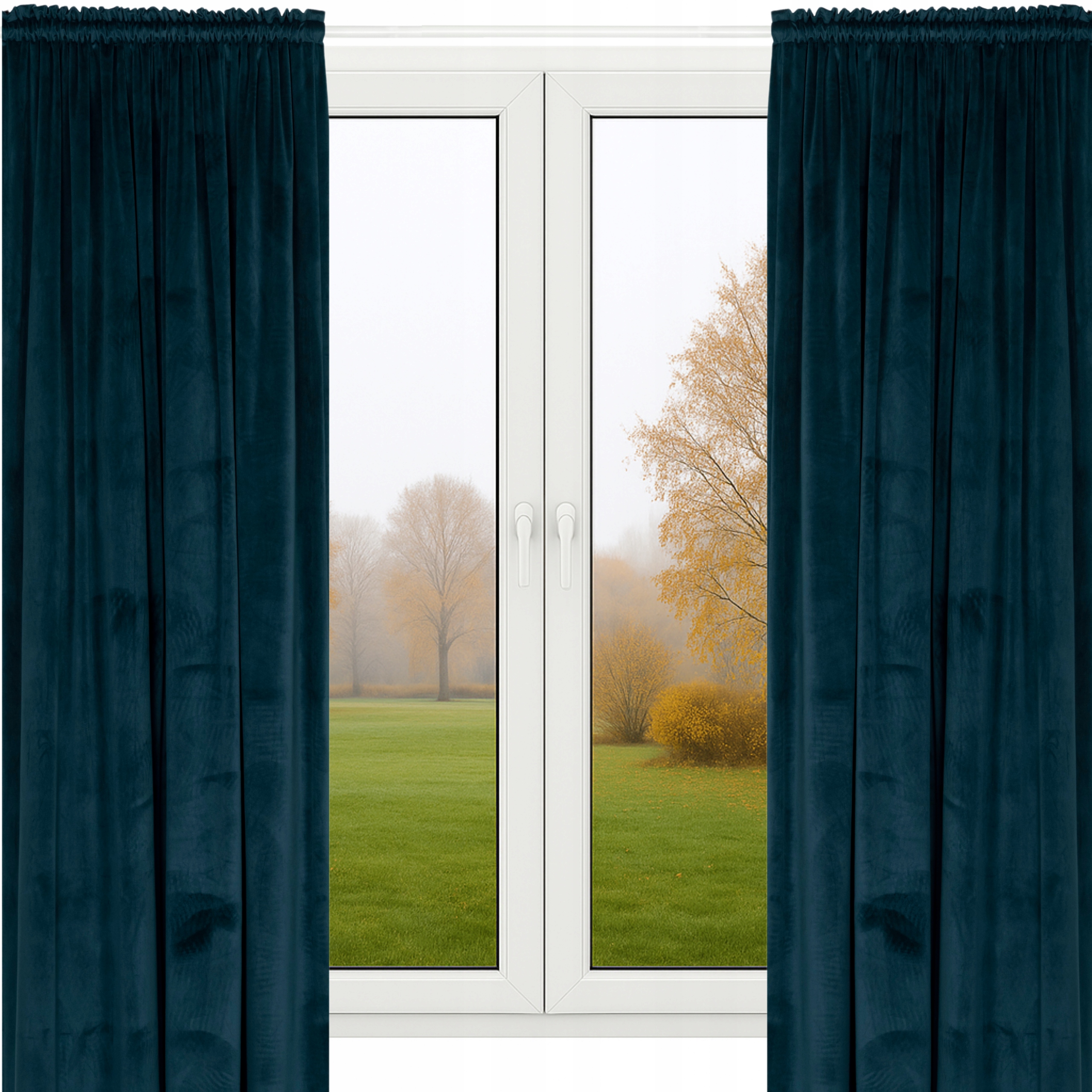 Závěsy Hotové Tyrkysové 140x240 Velurové Záclony Na Pásku Tmavě Tyrkysové