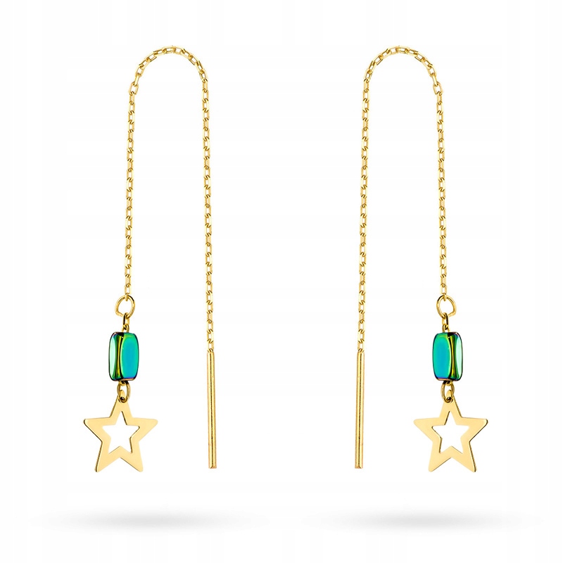 Zlaté Náušnice Provlékací pr. 585 Hvězdičky Holo