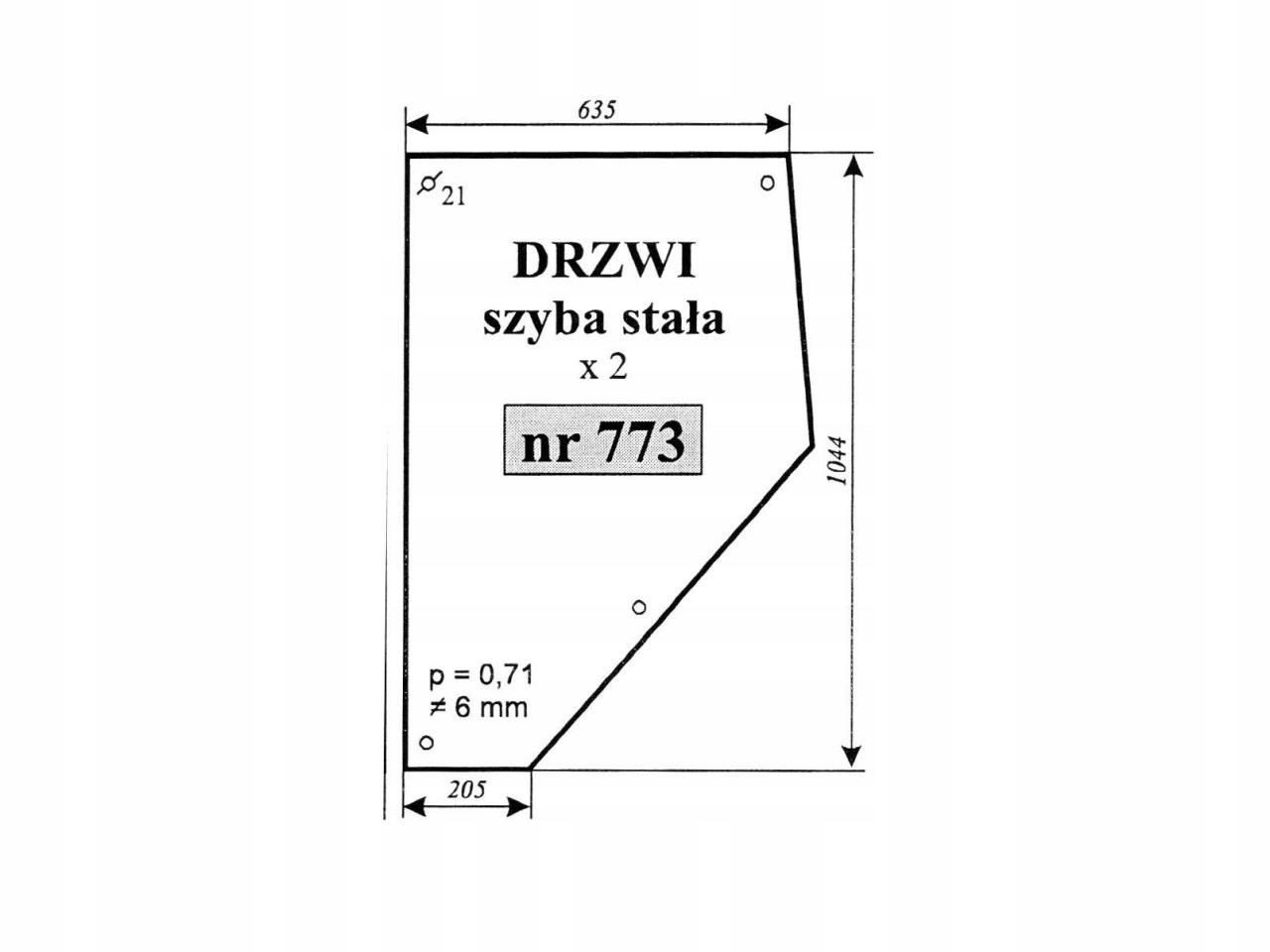 СТЕКЛО ДВЕРИ ФИКСИРОВАННОЕ MASSEY FERGUSON 773 3389398M2