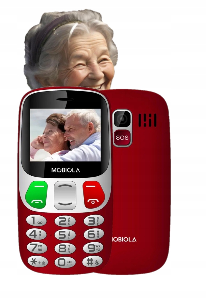 Telefon Dla Seniora Komórkowy Głośny Duże Klawisze Prosty Telefon Czerwony
