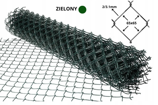 Siatka Ogrodzeniowa 3,1mm 6,5x6,5cm 150 cm zielona 15mb Pcv 1,5m Smart