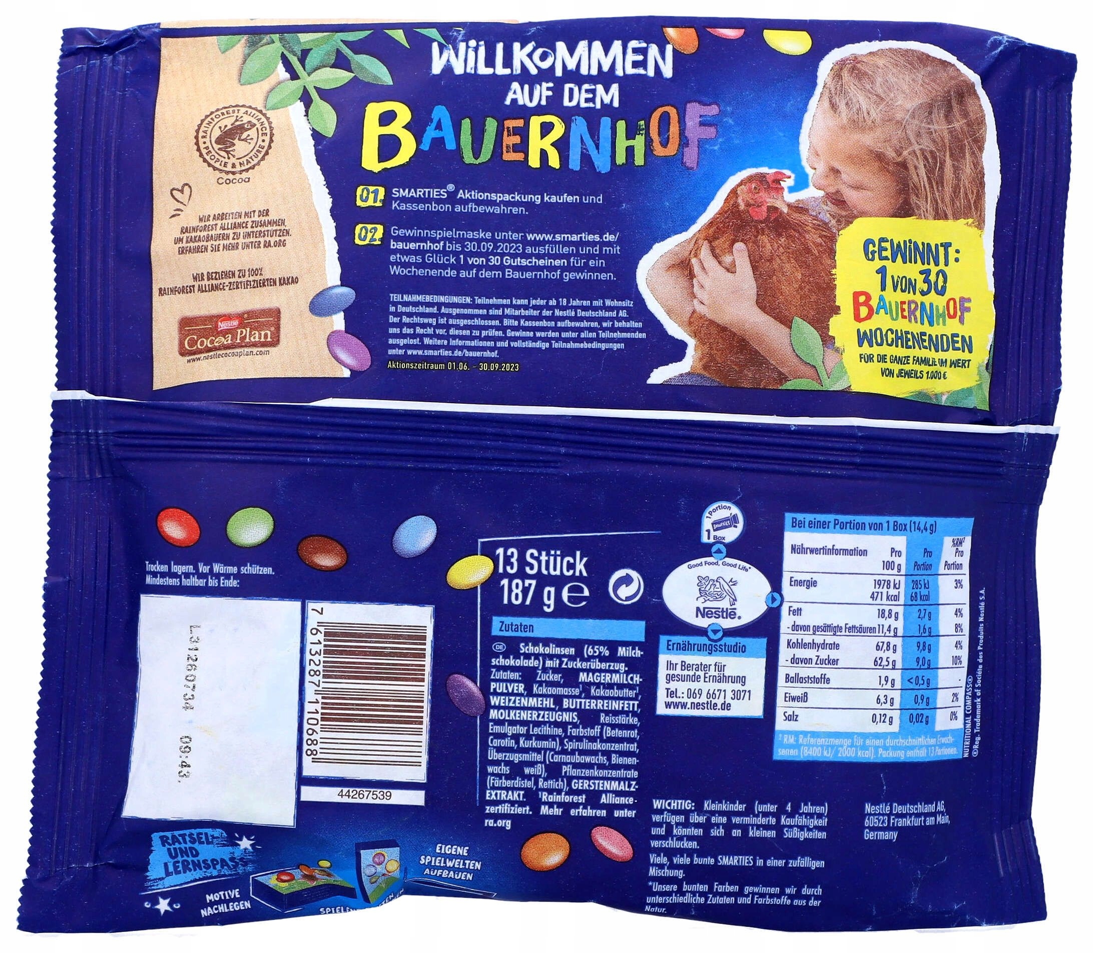 Cukierki draże z mleczną czekoladą w skorupce Smarties Mini 13 szt 187g Marka Nestle