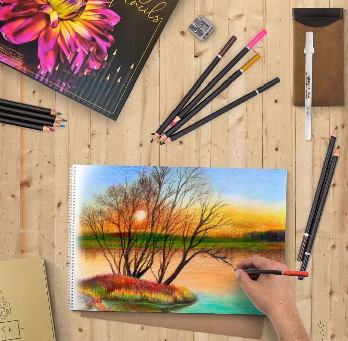 KREDKI OŁÓWKOWE PROFESJONALNE MIĘKKIE DO RYSOWANIA ZESTAW KREDEK 46 W ETUI Marka Coloree