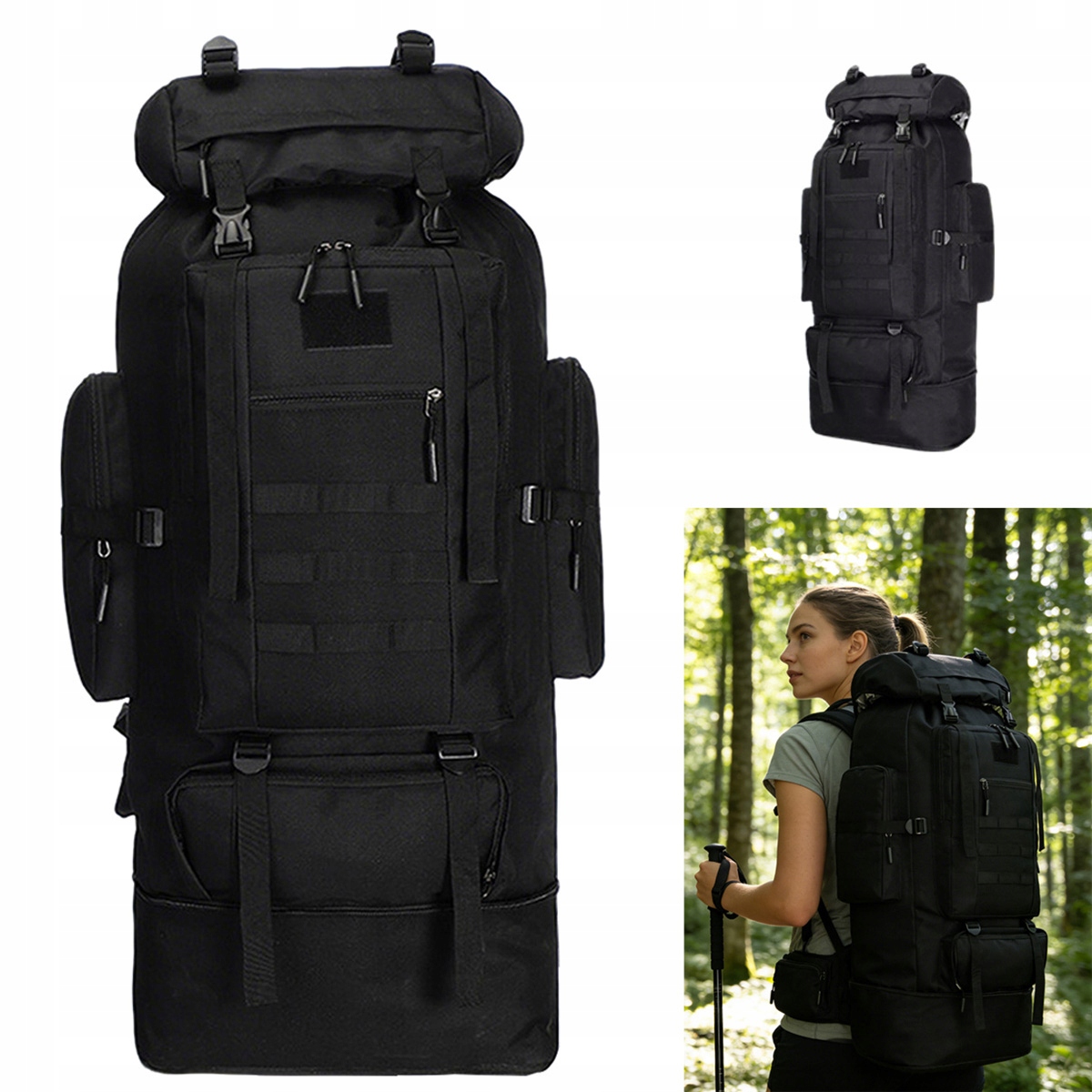 Plecak Turystyczny 100L Wodoodporny Górski Trekkingowy Duży Mocny
