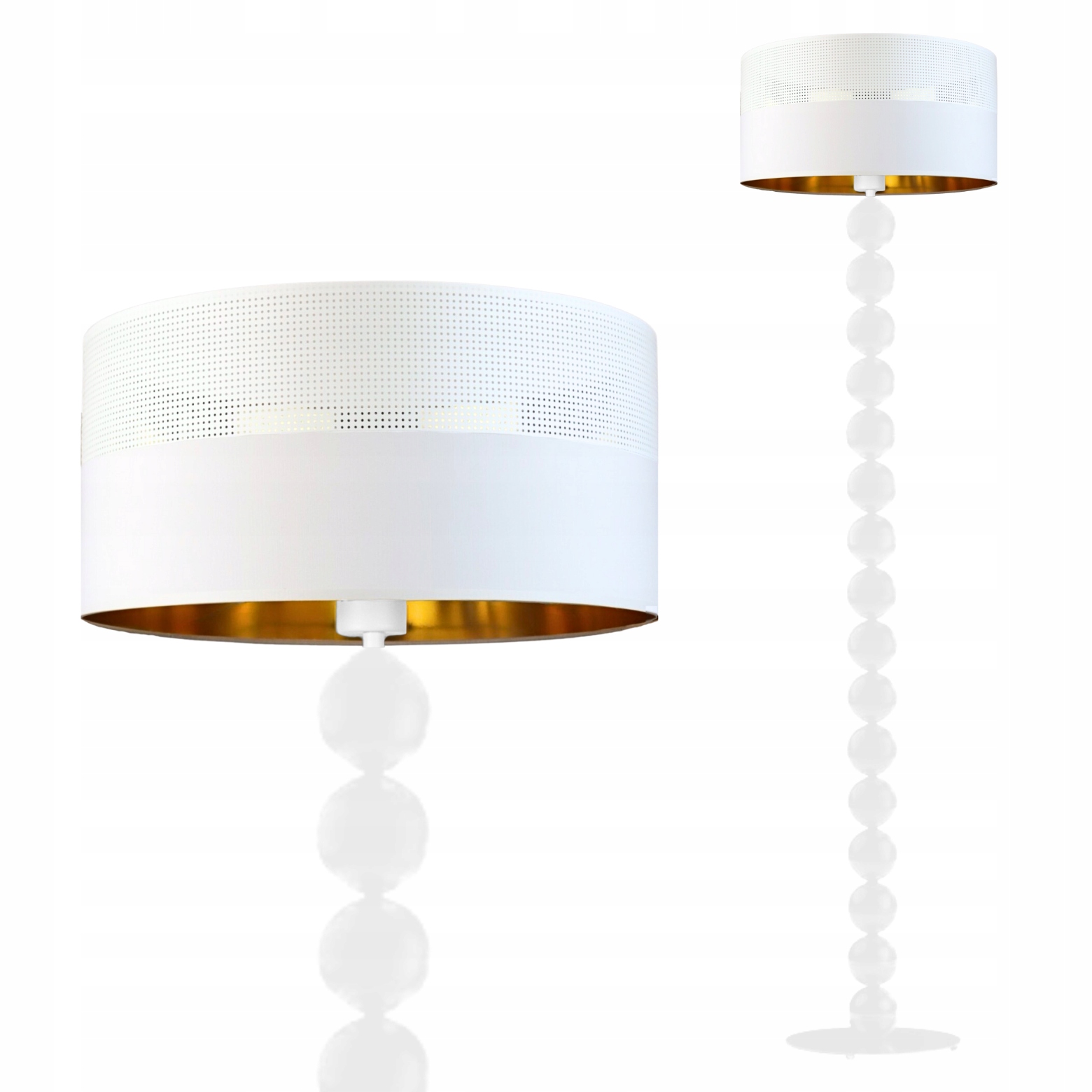 Lampa Stojąca Podłogowa Biała Led E27 z Abażurem Nowoczesna Modna do Pokoju